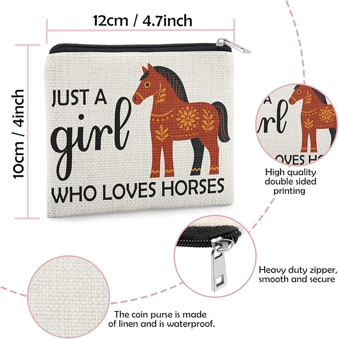 Horses Themed Gift Coin Purse for Horse Lover Horse Present for Friend Sister Coworker Her Coin Pouch Animal Lover Present for Coworker Daughter Teen Christmas Birthday Gifts Zipper Change Pouch