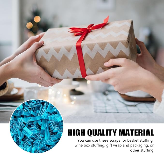 2 LB Lake Blue Crinkle Cut Paper Shred Filler Great for Gift Wrapping, Basket Filling, Birthday, Wedding, Halloween, Thanksgiving, Christmas Day, New Year Party Decorations Filling Supplies