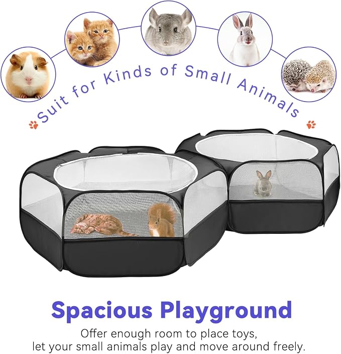 Pawaboo Small Animals Playpen, Large Chick Brooder with Zipper Splicing | Portable Chicken Coop Run, Pop Up Pet Enclosure Cat Tent for Guinea Pig Bunny Puppy Indoor Outdoor