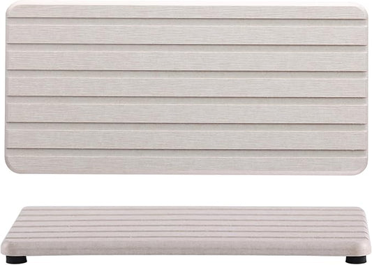 2 PCS Water Absorbent Diatomite Coasters Rectangle, Grooved Design, Water Absorbing Stone Used for Hand Soaps & Plants & toiletries in The Modern Home