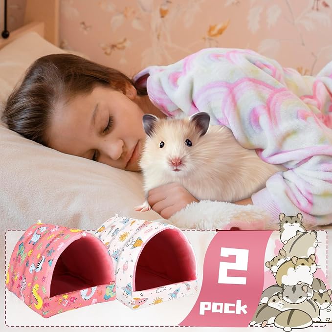 UPINS 2 Pack Guinea Pig Bed,Guinea Pig Hideout | Washable Small Animal House Cage Accessories,for Dwarf Rabbits Chinchillas Hamsters Hedgehogs Ferrets and Rats