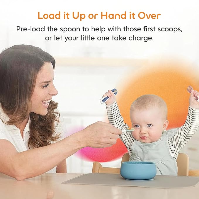 NumNum Baby Spoons Set, Baby Essentials Pre-Spoon GOOtensils for 6+ Months, First Stage Self-Feeding Spoons for Baby Led Weaning (BLW), Silicone Toddler Utensils, BPA-Free, 2 Pack Red/Green