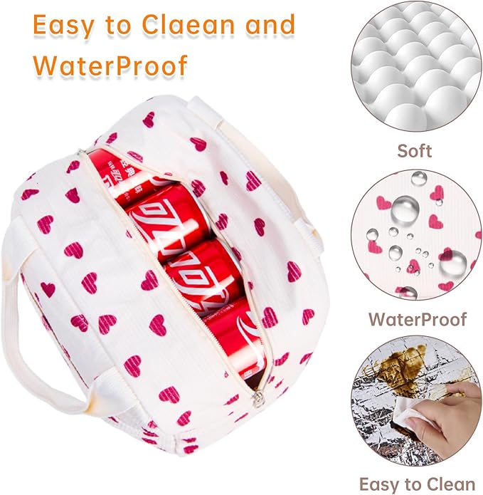 Lunch Bag for Women Men Girl,Large Cute Corduroy Lunch Tote Bags - Reusable Insulated Lunch Box for women with Handle, Leakproof WaterProof Design for Office, School, Work,Picnic.
