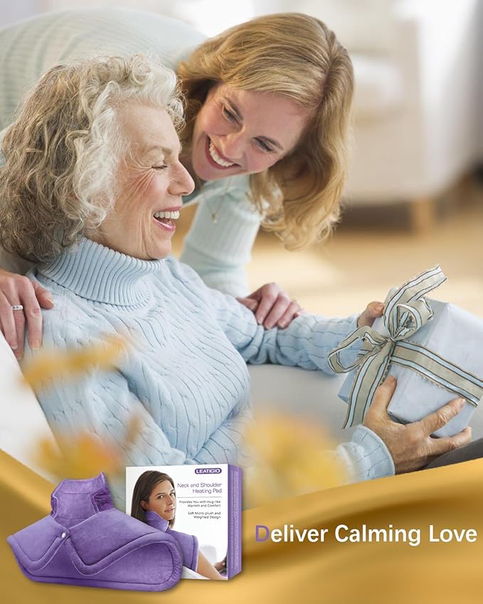 Heating Pad for Neck Shoulders Back, Upgraded PTC+NTC Even Heating, Versatile Electric Heated Neck Wrap for Full-Body Relax, Birthday Gifts for Women Men, Mothers Day Gifts for Mom Wife, Purple