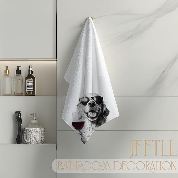 Golden Retriever Decor Kitchen Towels, Golden Retriever Gift Dish Tea Towel for Kitchen Decor, Bar Towels for Bartender, Wine Lover Gifts, 16x24 Inch（Upgraded Fabric）