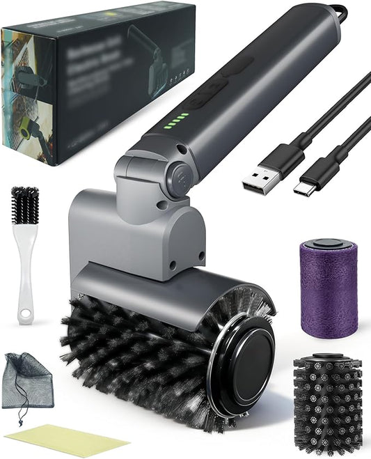 KISUFU [7.4V High-Power] Electric Grill Brush, 68W Motorized BBQ Scrubber with 50kg.f Torque, Bristle Free Grill Brush for Outdoor Grills, 150 Mins Runtime Heavy Duty BBQ Cleaning Tool