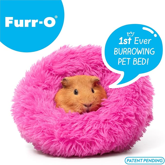 Paw Inspired Furr-O Burrowing Pet Bed Enrichment, Removable Base, Pink | Cozy Carrier Toy, Zip-On Spandex and Fleece Bottoms, Hideout Cage Accessories for Guinea Pigs, Hamsters, Small Pets, Animals