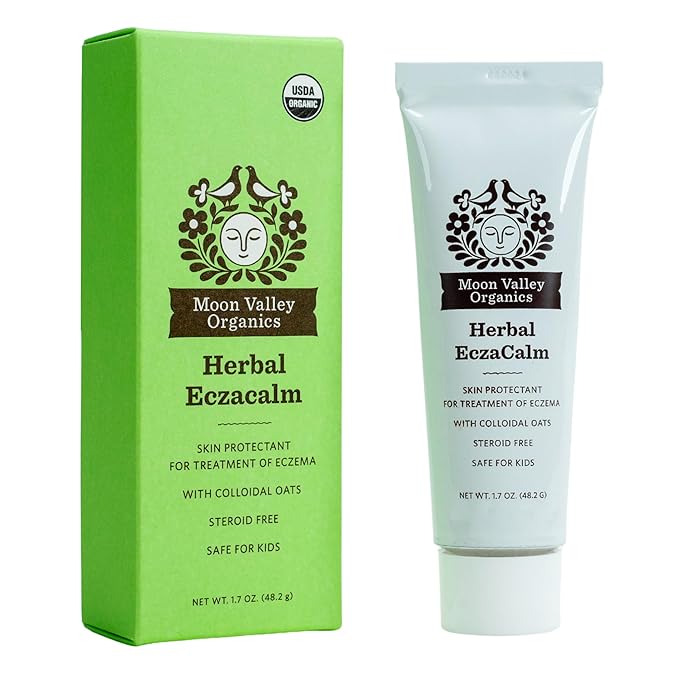 Moon Valley Organics Eczacalm, Eczema and Psoriasis Cream, Herbal Skincare Ointment for Dry and Itchy Skin, Lotion with Colloidal Oats, Beeswax, and Aloe Vera, 1.7 oz