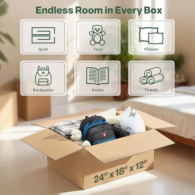 Simple deluxe 24x18x12 Shipping Boxes Large Moving Boxes, 25 Packs Corrugated Cardboard Boxes Shipping Box for Business Packaging Box