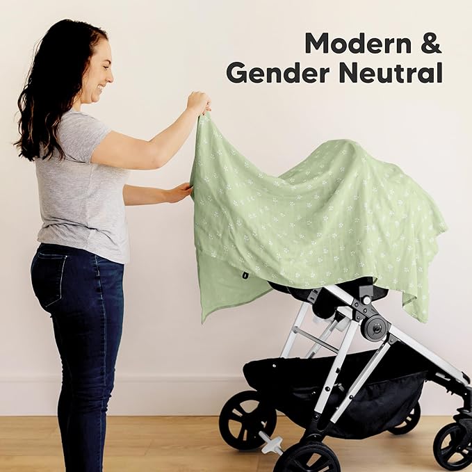 4-Pack Muslin Swaddle Blankets for Boys, Girls - Organic Baby Swaddles for Newborns, Soft & Breathable Receiving Baby Blankets for Girl, Boy, Neutral, Newborn Essentials Gift (Wild Bloom)