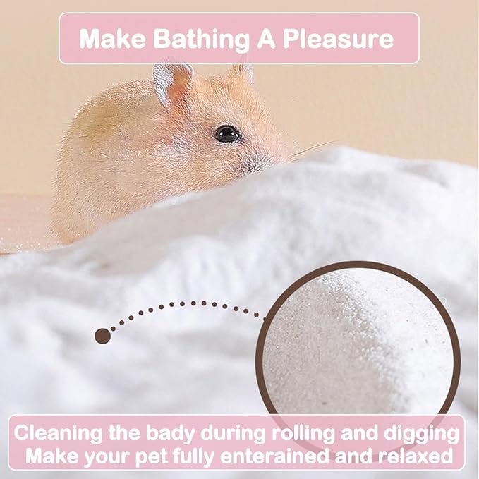 Meow&Woof Hamster Sand Bath Container & Dust-Free Bath Sand Set, 6.5" Sandbox Toilet for Hamster, Gerbil, Chinchilla, Mice – 2.2 lbs Potty Litter Sand for Small Animals (Grey)
