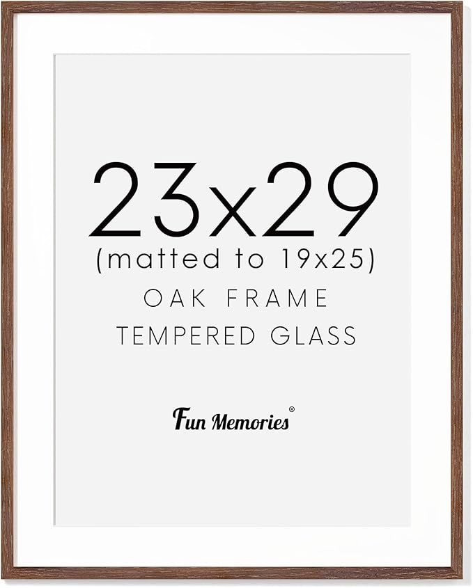 23x29 Oak Wood Frame, 23"x29" Poster Frame, 23 x 29 Picture Frames with Mat for 19x25, Rustic Wood Frames 23 by 29 with Real Glass, 23" x 29" Art Frame, 23x29 Puzzle Frames (Walnut Color, 1 Pack)