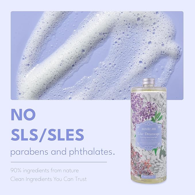 ROMIIE ZOI Foaming Hand Soap Refill, Lilac, Gentle & Moisturizing Formula, 1000 ML/ 33.8 FL OZ