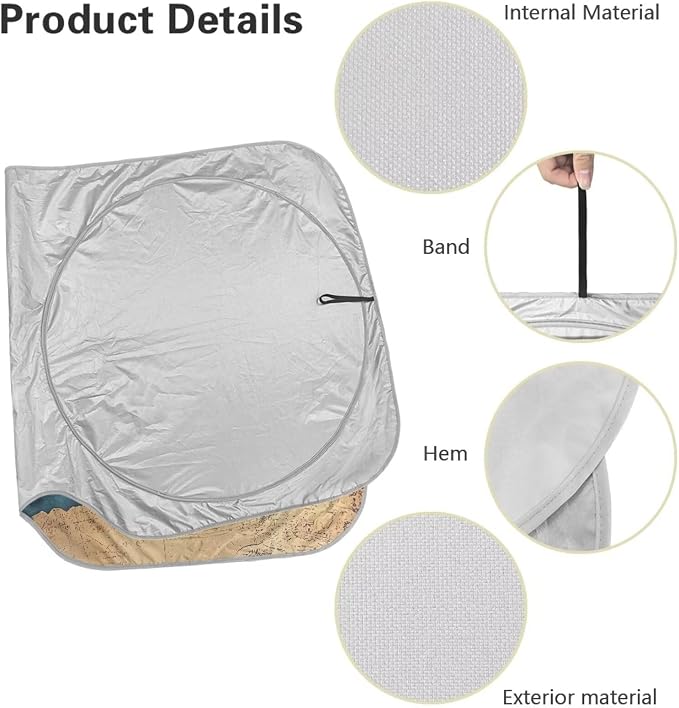 Map Turtle Windshield Sun Shade for Heat Protection Fashion Front Windshield Sun Visor Protector All Seasons Keep Your Vehicle Cool