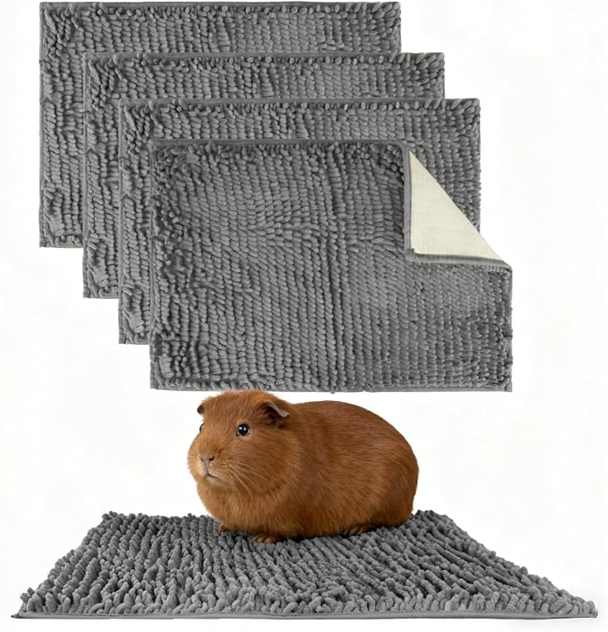 5 Pcs Guinea Pig Cage Liner 16 x 24 Inch Dark Gray Guinea Pig Bedding Washable Training Mat Reusable Small Animal Sleeping Pee Pads for Bunny Hamster