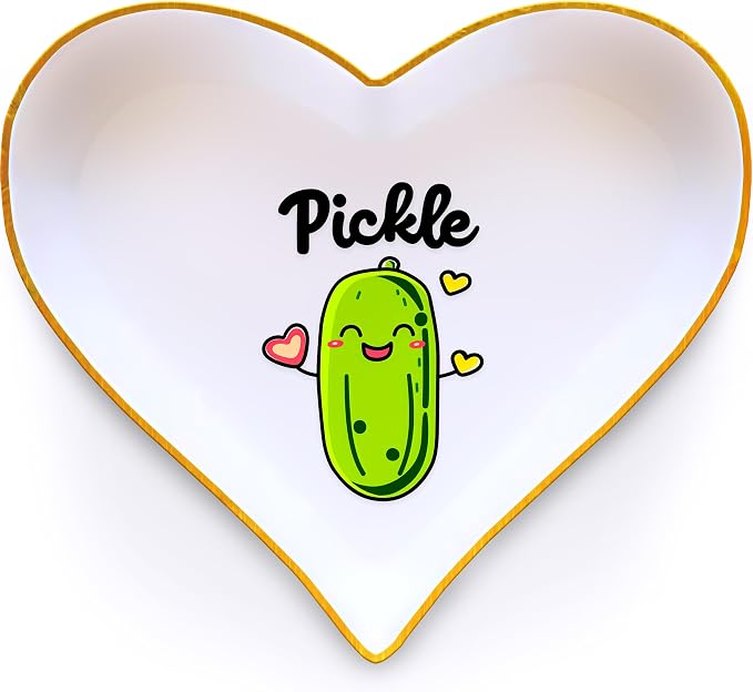 Pickle Ring Holder Dish Tray, Gifts For Women Teens Girls, Pickle Lovers Themed Stuff Accessories Things Decor Merch, Home Room Ring Earrings Necklace Organizer Holder!