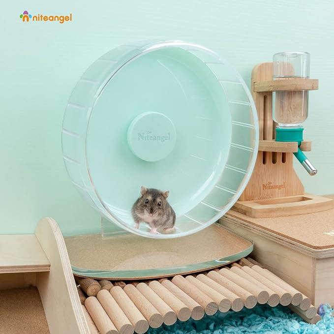 Niteangel Super-Silent Hamster Exercise Wheel: Quiet 8.2 inch Running Wheel | Can 9.1-11.8" Adjustable Height - No Bend Back Spinner Running for Dwarf Syrian Hamster Gerbils Mice Or Other Small Animal