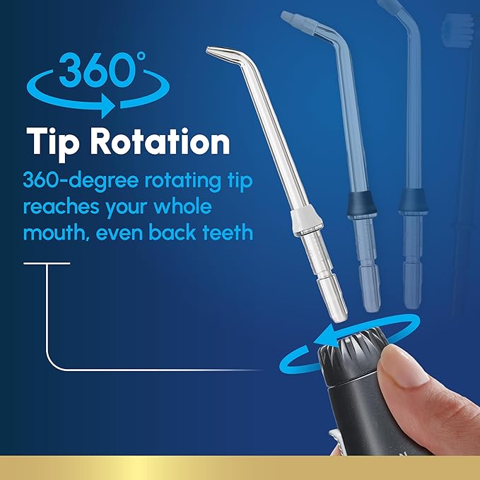 Waterpik Aquarius Water Flosser For Teeth Cleaning, Gums, Braces, Dental Care, Electric Power With 10 Settings, 7 Tips For Multiple Users And Needs, ADA Accepted, Black WP-662, Packaging May Vary