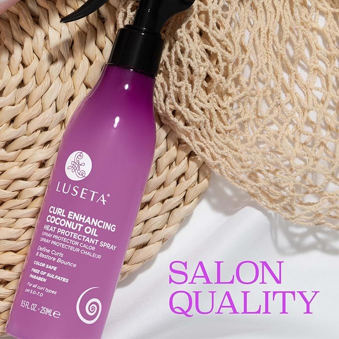 Luseta Curl Enhancing Heat Protectant Spray Define Curls & Resotre Bounce for Curly and Wavy Hair,Protect Hair from Heat Damage,Frizz-Free for Women and Men 8.5oz