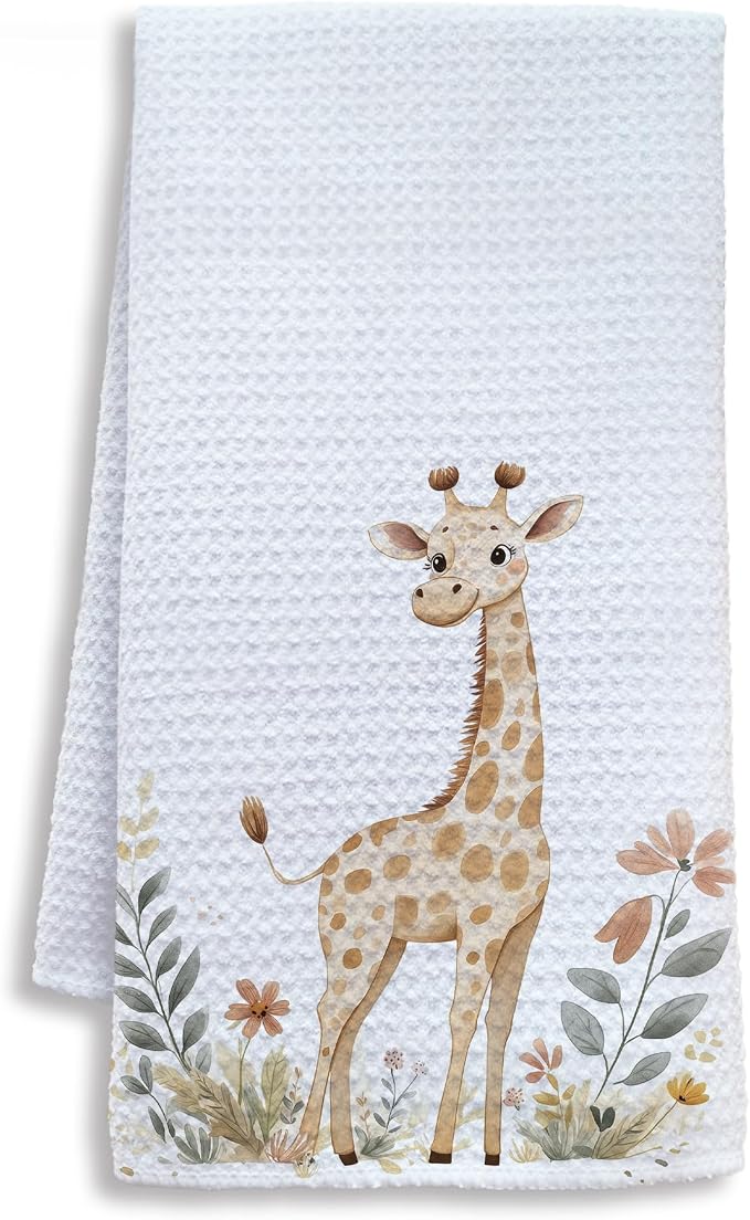 Giraffe Nursery Decor Kitchen Towels, Giraffe Gifts for Women Kids Dish Tea Towels for Kitchen, Animal Lover Gifts Decorative Hand Towel for Kids Bathroom Decor, 16x24 Inch