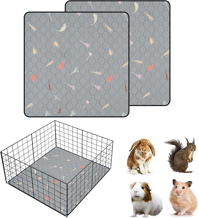 2Pcs Guinea Pig Cage Liners,Guinea Pig Fleece Cage Liners28''X28'' Super Absorbent Washable Pee Pads Reusable for Rabbit Hamster Chinchilla