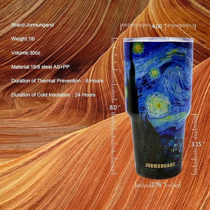 Jormungand 30 oz Tumbler with Handle and Straw Stainless Steel Vacuum Insulated Water Bottle Cup Holder Friendly Coffee Mug with Leak Proof Lid Gift for Women&Men Starry Night 1
