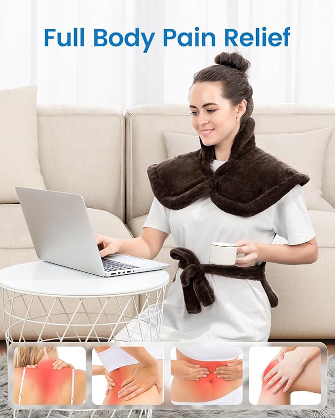 RENPHO Electric Heating Pad for Back, Mothers Day Gifts & Birthday Gifts for Mom Dad Women Men, FSA Eligible & HSA Store, Neck and Shoulder Heat Pad, Fast Heating, 24"x33", ETL Certified, Brown
