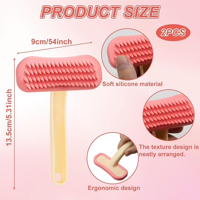 2Pcs Rabbit Brush Soft Bunny Grooming, Soft Silicone Small Animal Massage Comb, Practical Brush Bunny Grooming Kit Supplies Suitable for Cats Puppies & Other Pets