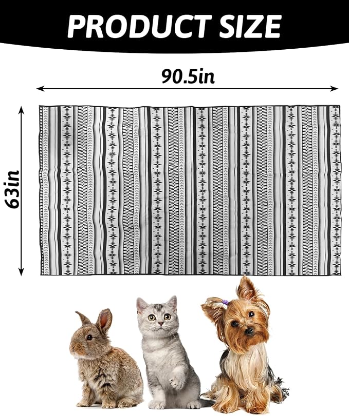 BNOSDM 91" X 63" Extra Large Rabbit Cage Liners Washable Reusable Bunny Bedding Pets Dog Whelping Pads with Anti Slip Bottom Pad Rug for Dogs Chinchillas Cats Guinea Pigs Ferrets