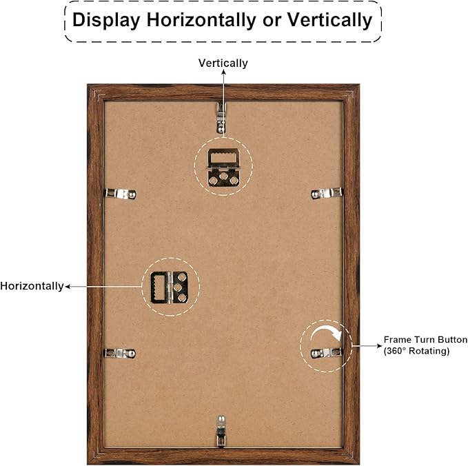 9x13 Collage frame with 4 Openings 4X6 Pictures, Multiple Picture Frame with Mat, Wall or Tabletop Decor, Carbonized Brown Wood Grain (1 Pack)