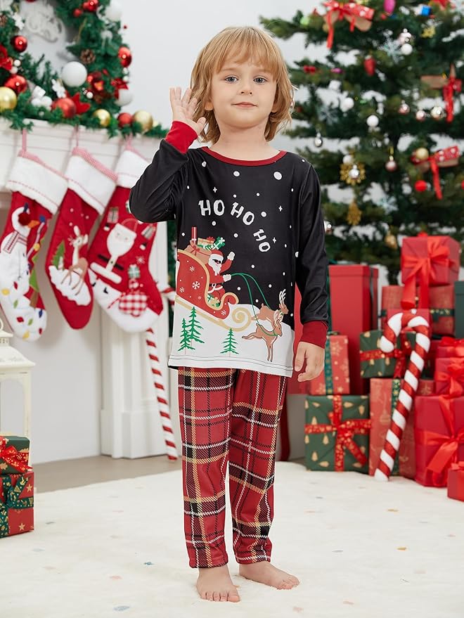 YIJIU Christmas Pajamas Cute Deer Print Long Sleeve Totem PJS Set