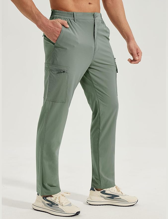 MOURCE Hiking Pants Men Lightweight Quick-Dry - Water Resistant Stretch Travel Pants with 7 Pockets for Outdoor Fishing