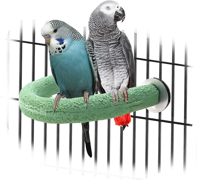 U Shape Parrot Perch Cage for 4cm Large Pad Fits Bird perches | Fits Horizontal Vertical Bars Washable Colorfast Resin Perch for Budgies, Cockatiels to Trim Nails Beak Naturally