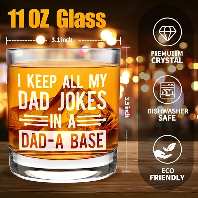 Funny Dad Whisky Glass Birthday Gifts for Dads from Daughters Dad Jokes 11Oz Whisky Glass Christmas Fathers Day Presentsfor Dads Who Wants Nothing