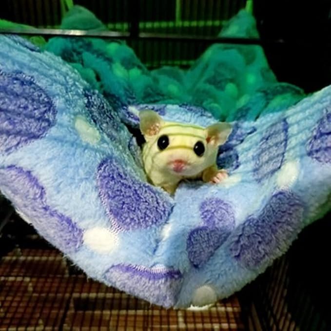 ISMARTEN Small Animal Hanging Hammock, Pet Hanging Nap Sack Sleep Bag Bed, Cage Hammock Beds for Ferret Guinea-Pig Sugar Glider Hamster Rat Mice Chinchilla Flying Gerbil and Squirrel (Purple)