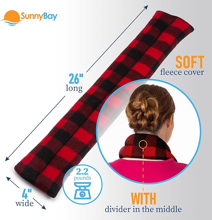 SunnyBay Microwave Heating Pad for Neck and Shoulders, Versatile Bean Bag Moist Heating Pad, Microwavable Neck Wrap and Cool Pack for Deep Pain Relief, Weighted Hot or Cold Therapy (Buffalo)