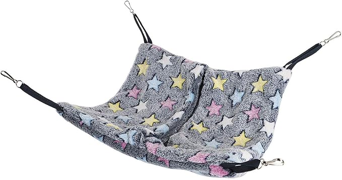 Niteangel Hanging Hammock Nap Sack Swing Bag Pet Sleeper for Ferret Rat Sugar Glider and Other Small Animals (Blue, Star)