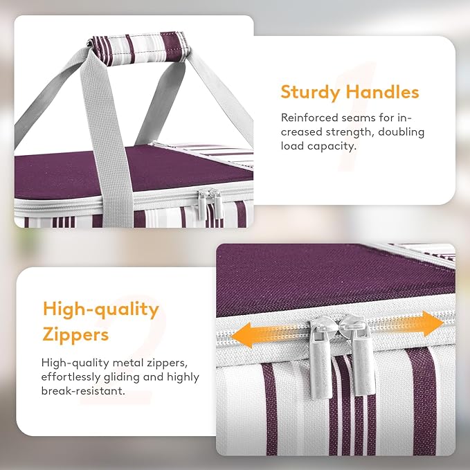 LUNCIA Insulated Double Decker Casserole Carrier, Lasagna Lugger Tote Keeps Food Hot or Cold, Thermal Lunch Bag for Potluck Parties, Picnic and Cookouts, Fits 9" x 13" Baking Dish, Purple
