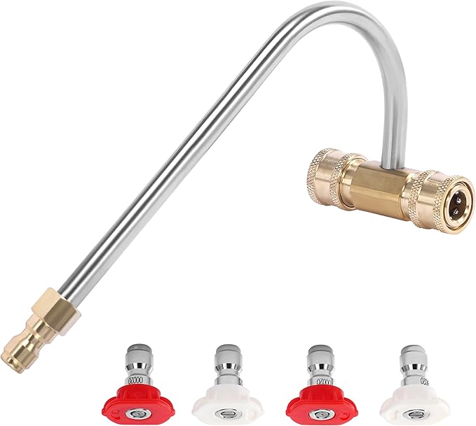 Pressure Washer Gutter Cleaner Attachment, 4000 PSI, Gutter Cleaning for Power Washer with 4 Nozzles, 1/4 Inch Quick Connect