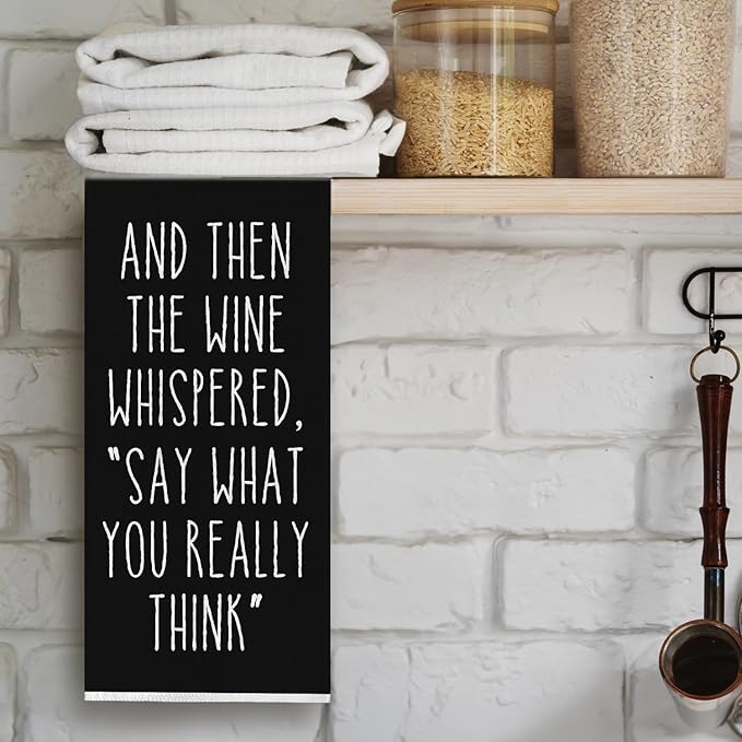 Funny Wine Kitchen Towels, Decorative Waffle Weave Hand Towels,Funny Kitchen Bathroom Decor,Wine Lovers Gifts for Women,16 X 24
