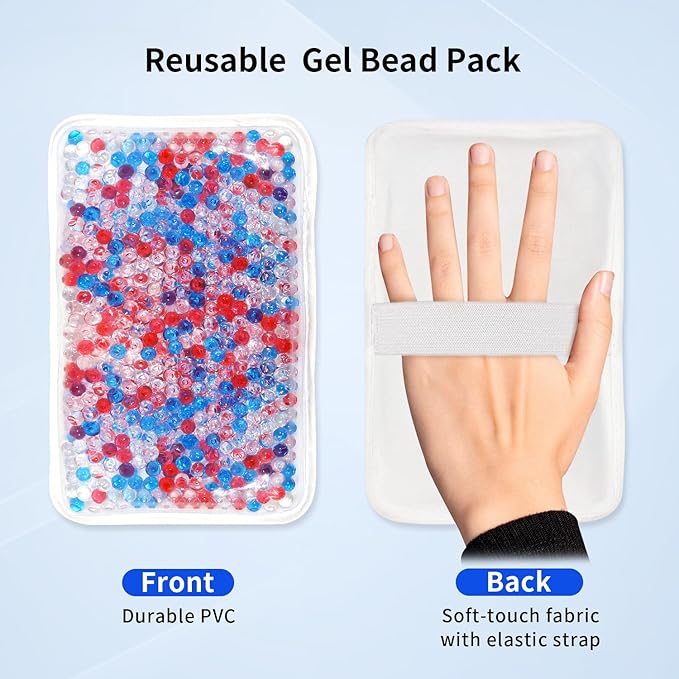 Gel Ice Pack Ice Bag with Strap-1 Pack Reusable Hot & Cold Pack Compress for Knee, Shoulder, Foot, Back, Ankle, Neck, Hip, Elbow, Wisdom Tooth-7.76''x4.93''