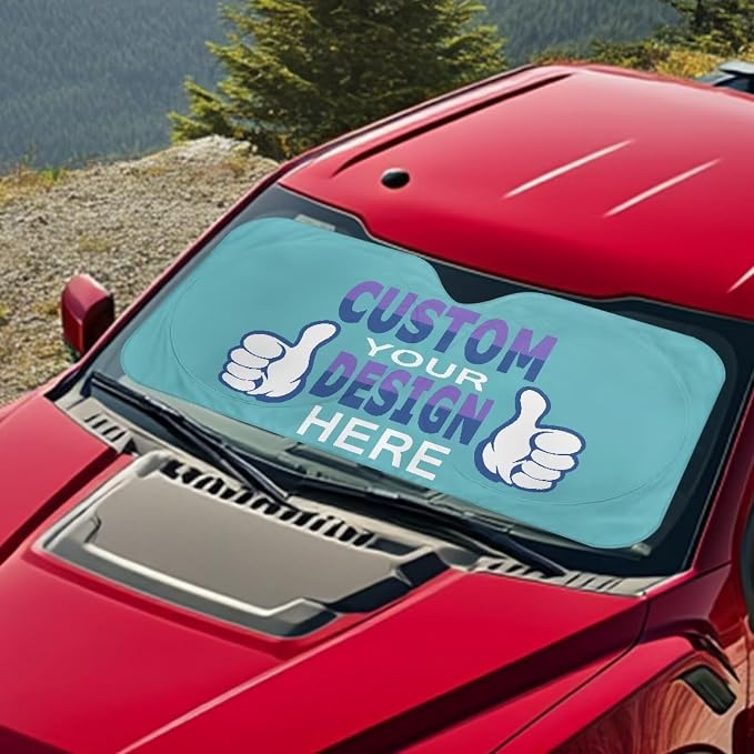 Personalized Custom Car Front Windshield Sun Shade Foldable Universal Customized Auto Sun Shade UV Ray & Heat Block Vehicle Accessories Windshield Protecion for Car Truck SUV