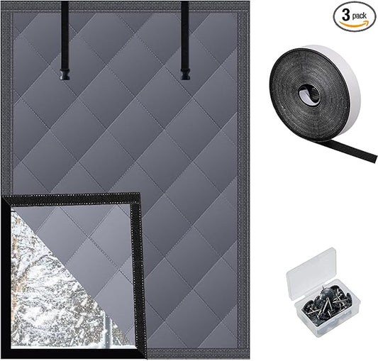 3 Layer 28x39in Thermal Insulated Window Cover for Winter,Roll-Up Insulated Window Blanket with Hook & Loop,Windows Insulation Kit for Bedroom Attic RV to Keep Winter Warm