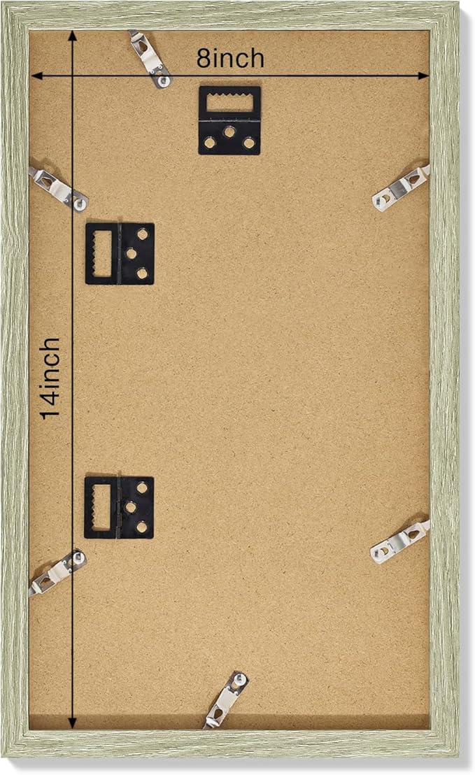 Vittanly 8x14 Picture Frames Collage Wall Decor, Displays 3Pcs 4x6 Pictures with Mat or 1Pcs 8x14 without Mat, Collage Picture Frame for Horizontal or Vertical Display, Driftwood, 1 Pack