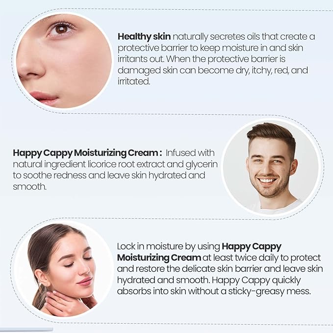 Happy Cappy Moisturizing Cream - Baby Eczema Cream, Eczema Lotion for Kids, Pediatrician-Formulated, Gentle, Paraben Free, Hypoallergenic, Soothes Dry Skin - 6 Fl Oz (Pack of 4)