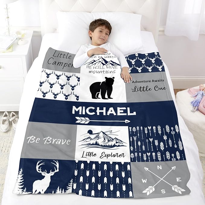 Custom Initial Baby Name Blanket - Personalized Throw Blanket for Babies Kids Adults