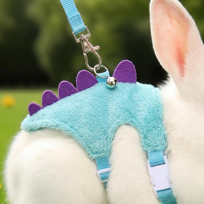 Ferret Harness and Leash Set Small Animals Vest Harness with Safe Bell Dinosaur Shaped Leash Set for Baby Rabbit Guinea Pig Teacup Chihuahua Mouse and Other Small Pet (Blue)