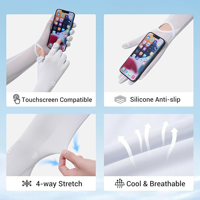 Women Driving Gloves – Full Finger, Lightweight Breathable UV Sun Protection, Touchscreen Gloves for Summer