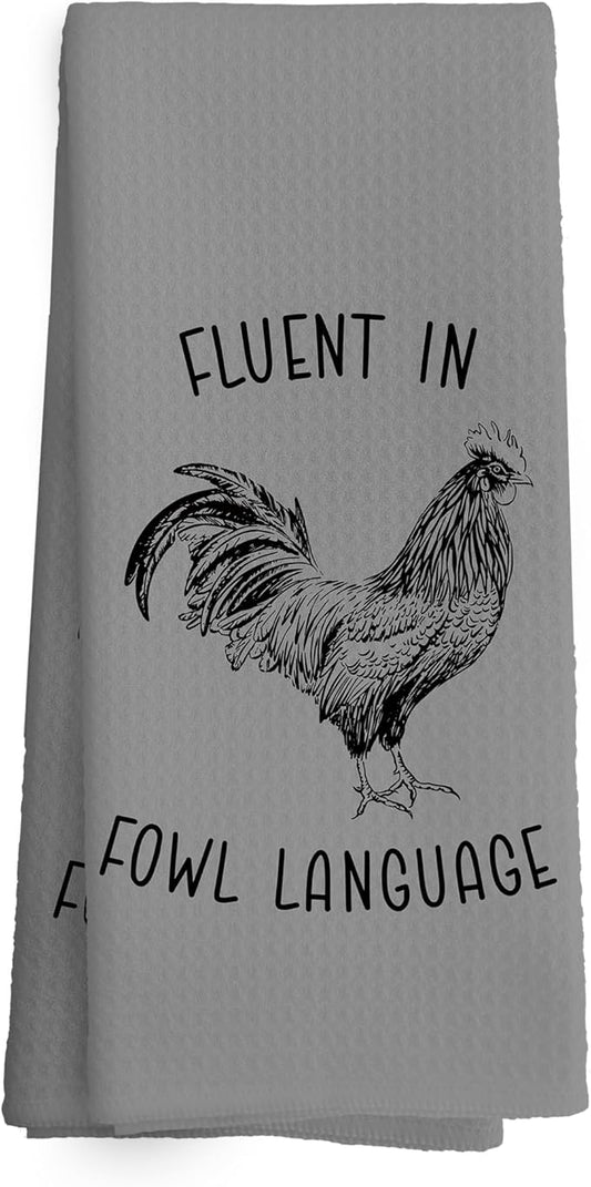 Chicken Kitchen Towels Funny Gray Dish Towel with Sayings 16x24 Inches, Chicken Lovers Gifts Decorative Absorbent Dishcloths Tea Towels for Kitchen Bathroom Decor, Humorous Gifts for Women Men