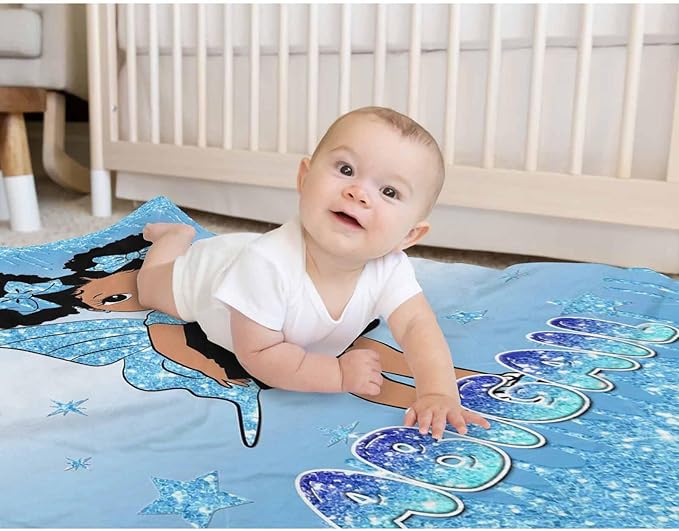 D-Story Personalized Gifts for Boys Girls Customized Blanket with Name Custom Blanket Personalized Flannel Throw Blankets African Style Blanket for Adult Kid Baby Birthday